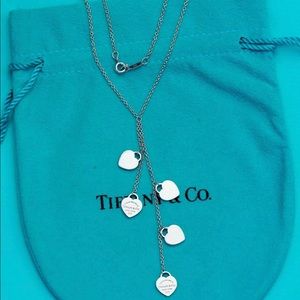 Tiffany & Co Lariat Necklace With 5 Heart Charms